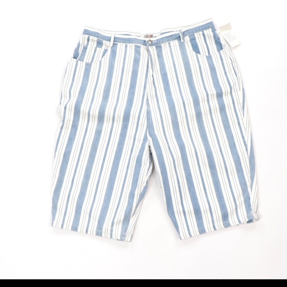 80s stefano striped hiphop denim shorts